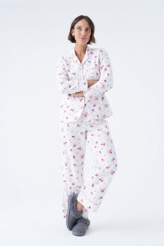 FLANNEL PRINT BUTTON THROUGH SLEEP SET