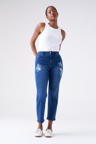 EMBROIDERED DENIM CROPS INK