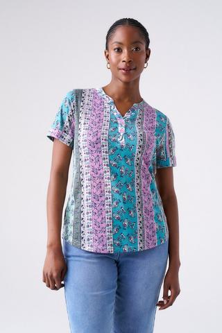 PAISLEY PRINT HENLEY TOP