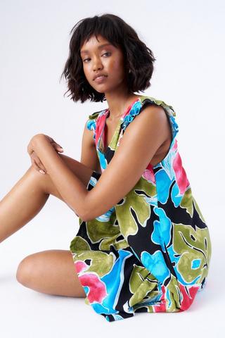 BOLD FLORAL DROP WAIST DRESS