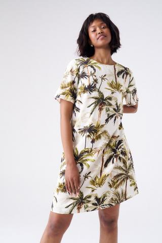 PALM PRINT SHIFT DRESS
