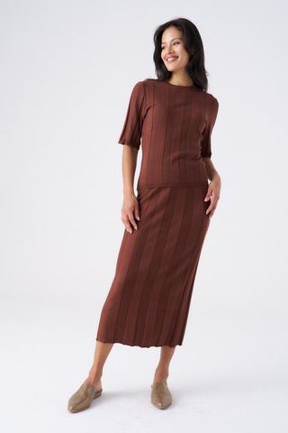 KNIT SKIRT BROWN