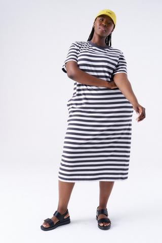 KNIT STRIPE SHIRT DRESS