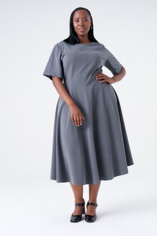 FIT AND FLARE DRESS GREY