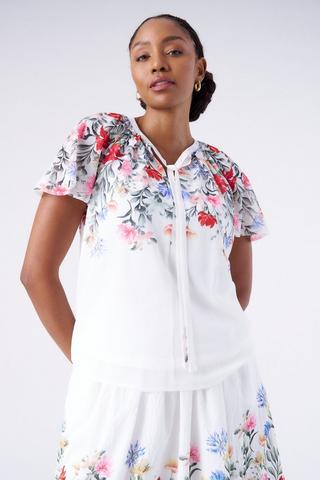 FLORAL PRINT CHIFFON TOP