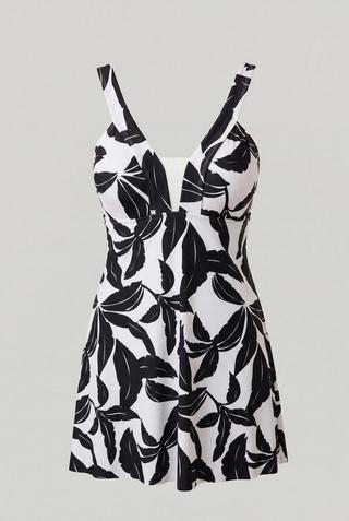 WONDERFIT V-NECK FLORAL SWIMDRESS