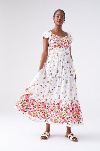 FLORAL PRINT EMPIRE WAIST DRESS