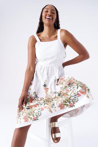 FLORAL PRINT DRESS WHITE