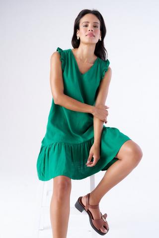GREEN DROP WAIST DRESS