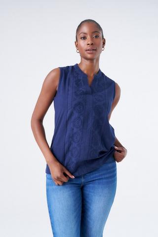 HENLEY KNIT TOP NAVY