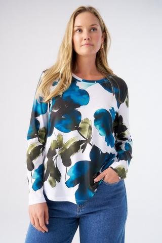 FLORAL PRINT TEE BLUE