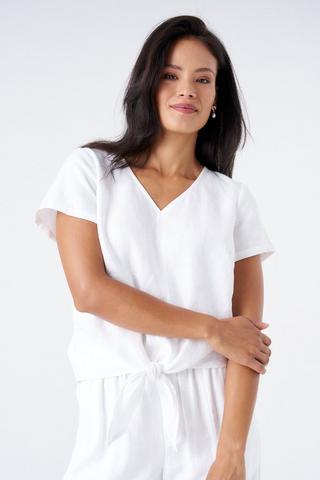 TIE FRONT TOP WHITE