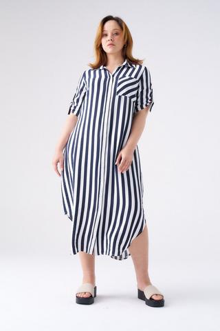 SHIRT DRESS STRIPE NAVY