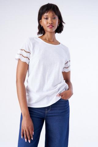 BOXY TOP ANGLAISE SLEEVE WHITE