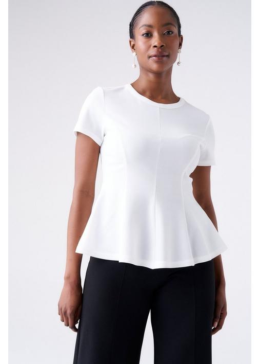 PEPLUM TOP WHITE - M - Cream | MILADYS