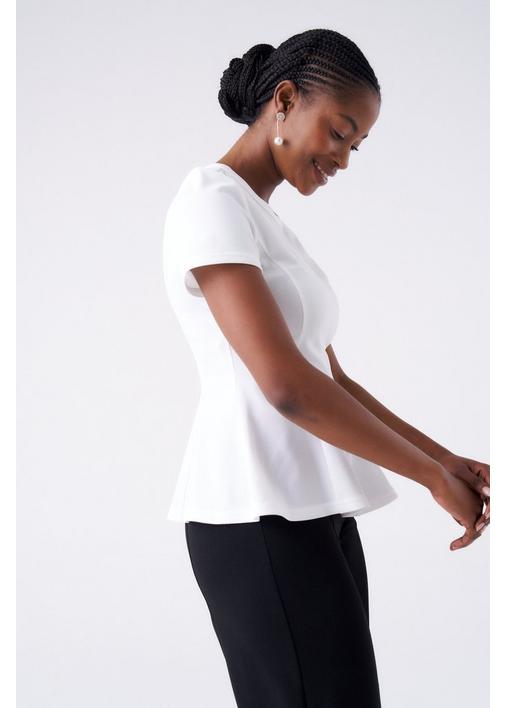 PEPLUM TOP WHITE - M - Cream | MILADYS