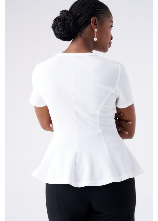 PEPLUM TOP WHITE - M - Cream | MILADYS