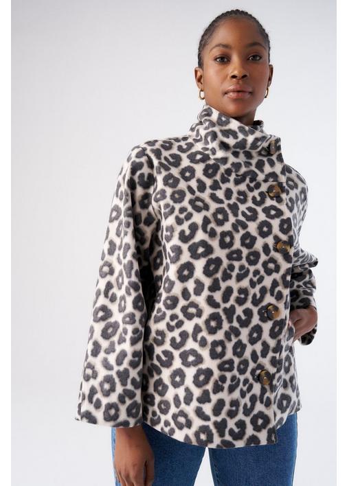 ANIMAL PRINT MELTON JACKET XXL Multi MILADYS