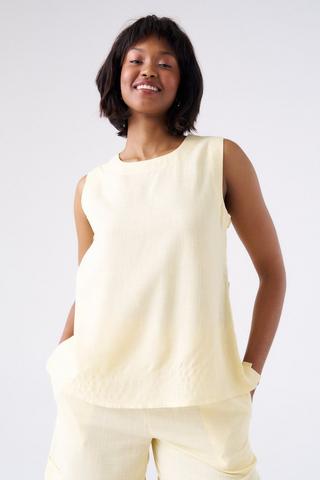 LINEN BLEND TANK TOP YELLOW