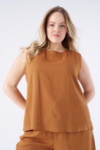 LINEN BLEND TANK TOP MOCHA