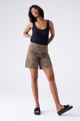 ANIMAL PRINT DENIM SHORTS