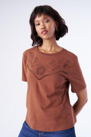 EMBELLISHED TEE BABY BROWN
