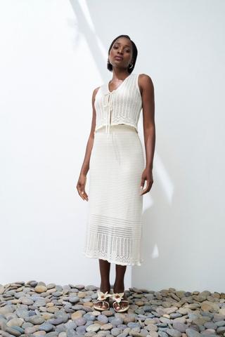 KNIT CROCHET SKIRT CREAM