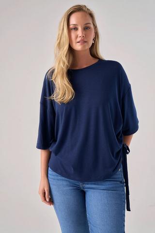 SIDE RUCHED TOP  NAVY