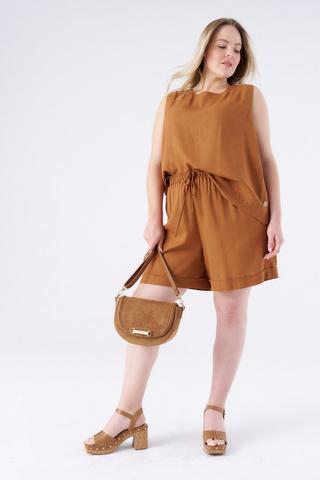 LINEN BLEND SHORTS MOCHA