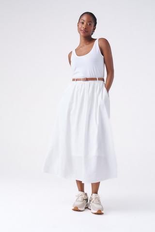 BELTED SKIRT WHITE
