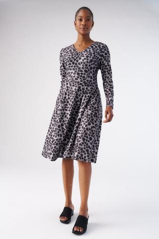 ANIMAL PRINT FIT AND FLARE DRESS