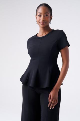 PEPLUM TOP BLACK