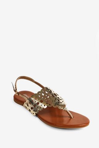 CUTOUT THONG SANDALS GOLD