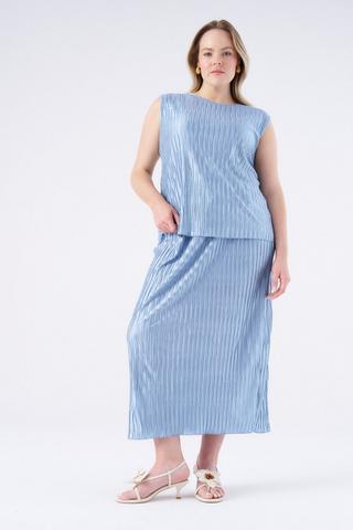 PLISSE SKIRT BLUE