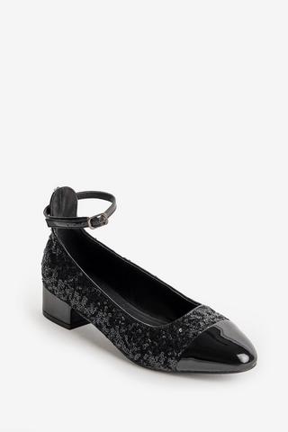 LOW HEEL SEQUINS PUMPS BLACK
