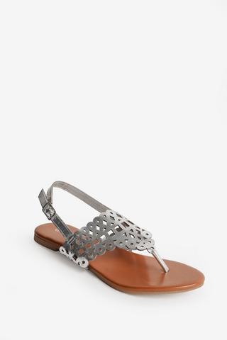 CUTOUT THONG SANDALS SILVER