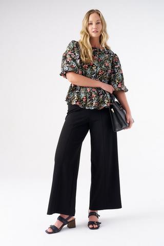 PULL ON WIDE LEG PANTS BLACK