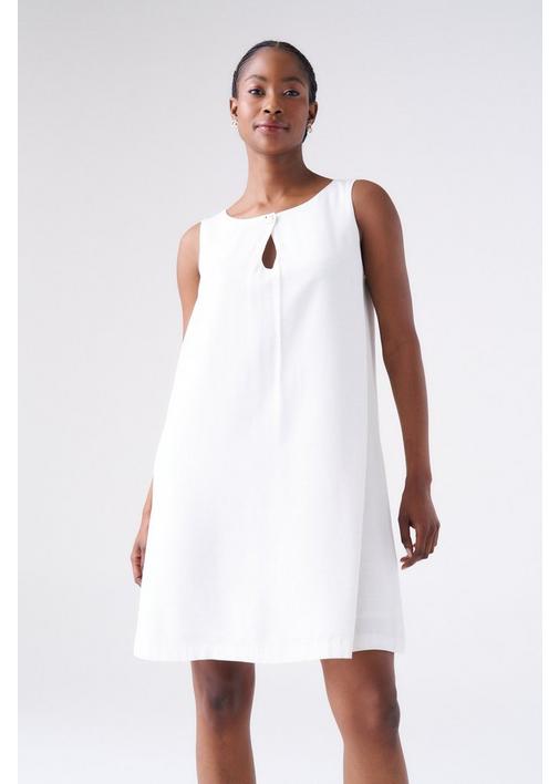 LINEN BLEND PINAFORE DRESS - M - Stone | MILADYS