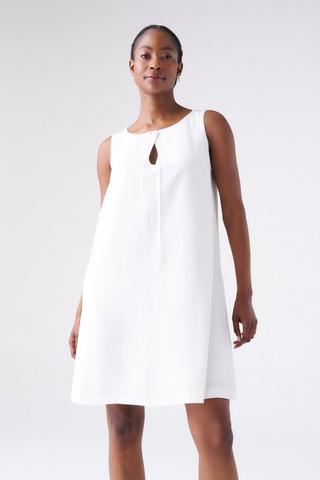 LINEN BLEND PINAFORE DRESS