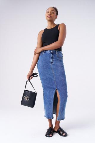 DENIM PENCIL SKIRT