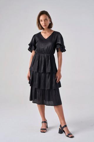TIERED LAYERED DRESS BLACK