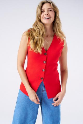KNIT WAISTCOAT RED