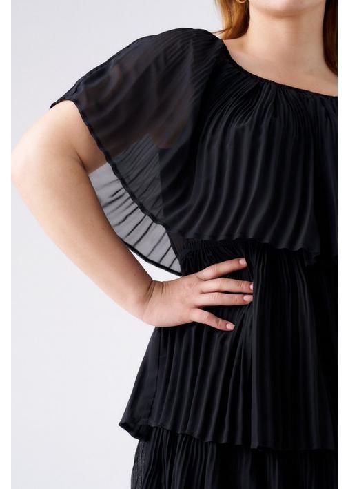 CHIFFON TIERED LAYERED DRESS BLACK - S - Black | MILADYS