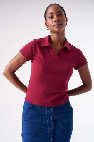 COLLARED BURGUNDY TOP