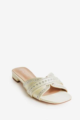 YELLOW SATIN LOW HEEL SANDAL