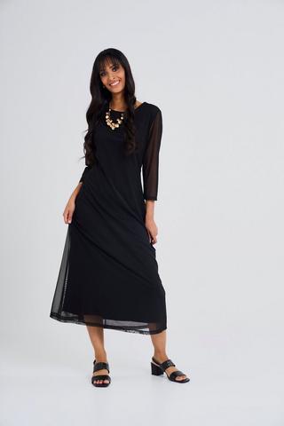 MESH COLUMN DRESS BLACK
