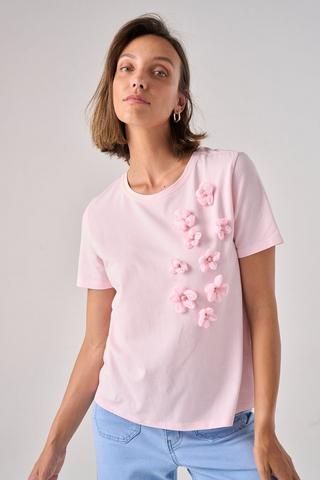 3D FLOWER TEE PINK