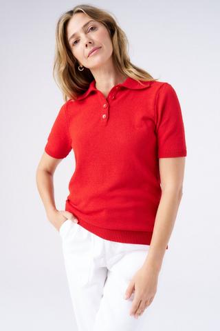 COLOURED KNITTED TOP RED