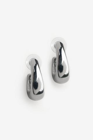 THICK HOOP EARRINGS SILVER