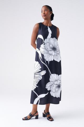 FLORAL PRINT COLUMN DRESS